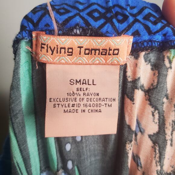 Flying Tomato Colorful Tropical Off Shoulder Maxi Dress High Low Flowy Small - Picture 5 of 11